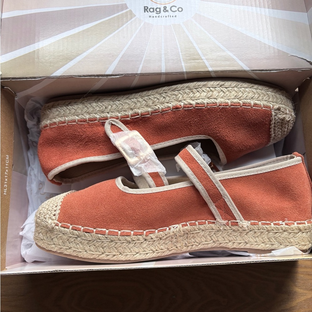 NEW IN BOX Orange/Tan Rag & Co Espadrilles